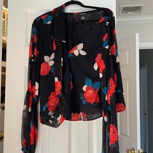 Club Monaco floral long sleeve flowy shirt never worn!!